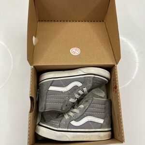 Vans Kids Gray High-Top Sneakers with White Stripe